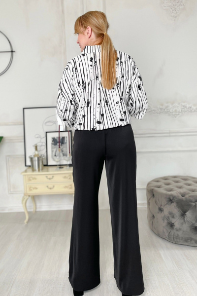 Черные прямые брюки из текстиля с резинкой на поясе Rumoda 2133 - фото 6
