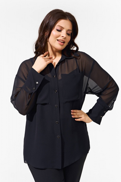 Рубашка-накидка из шифона свободного силуэта для демисезона IVA 1576 - фото 9