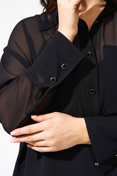 Рубашка-накидка из шифона свободного силуэта для демисезона IVA 1576 - фото 7