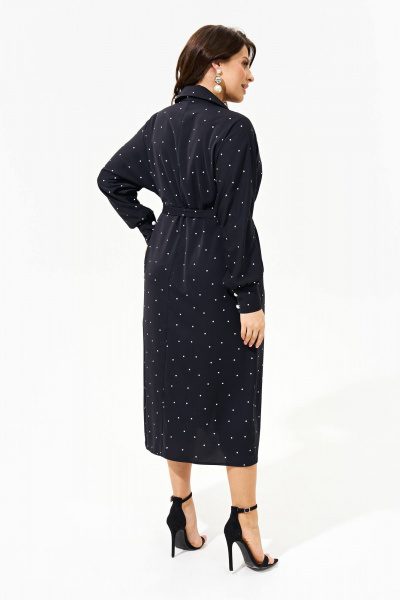 Платье-рубашка из текстиля с пышными рукавами, летняя модель IVA 1572 синий - фото 6
