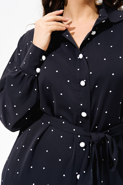 Платье-рубашка из текстиля с пышными рукавами, летняя модель IVA 1572 синий - фото 4