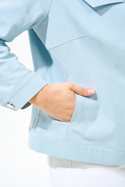 Джинсовая куртка из хлопкового денима, стильная и удобная IVA 1565 голубой - фото 7