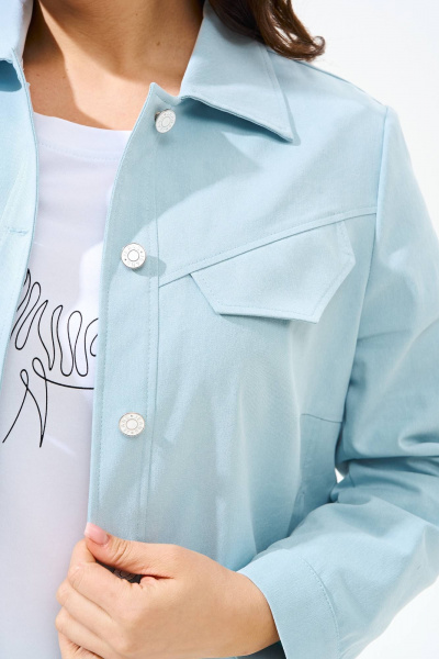 Джинсовая куртка из хлопкового денима, стильная и удобная IVA 1565 голубой - фото 5