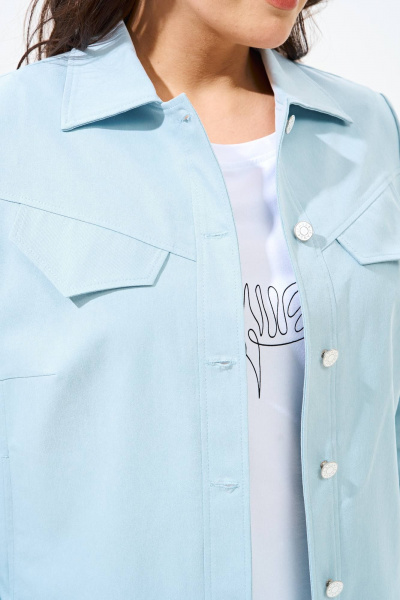 Джинсовая куртка из хлопкового денима, стильная и удобная IVA 1565 голубой - фото 4