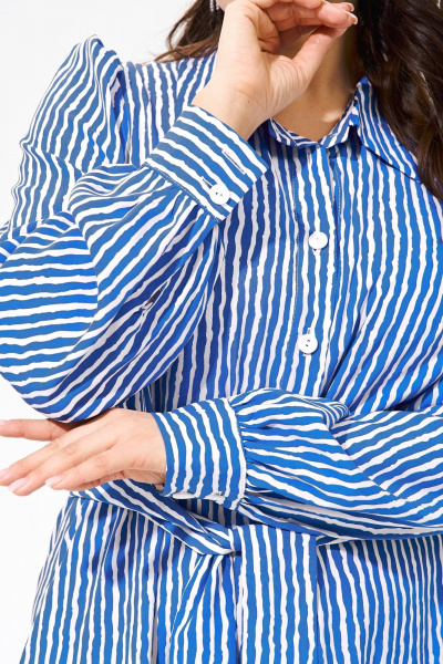 Платье из вискозы с кружевными рукавами IVA 1560 голубой - фото 3