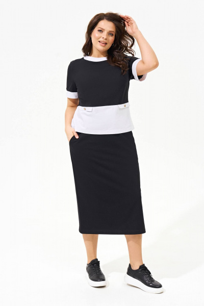 Трикотажный костюм майка с юбкой с разрезом IVA 1554 - фото 1