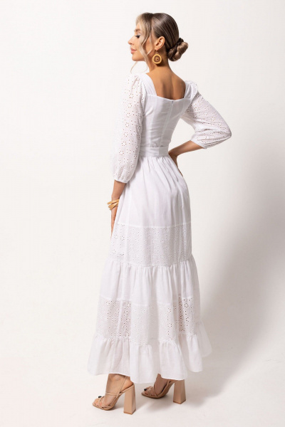 Платье с кружевными вставками и фигурным вырезом Golden Valley 44117 белый - фото 4