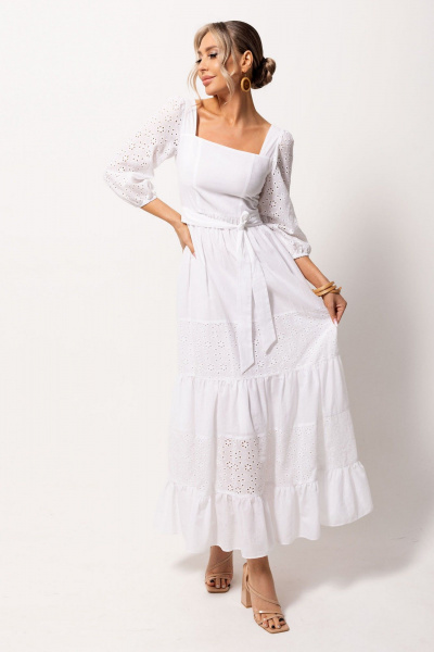Платье с кружевными вставками и фигурным вырезом Golden Valley 44117 белый - фото 2