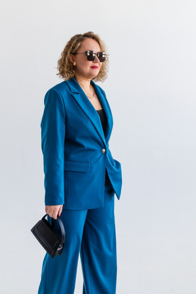 Демисезонный костюм из вискозы: брюки и жакет Ollsy 05136 морская волна - фото 19