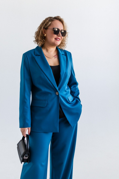 Демисезонный костюм из вискозы: брюки и жакет Ollsy 05136 морская волна - фото 18