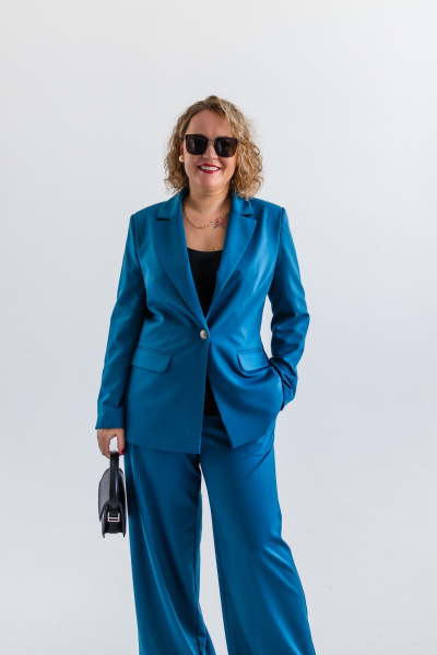 Демисезонный костюм из вискозы: брюки и жакет Ollsy 05136 морская волна - фото 16