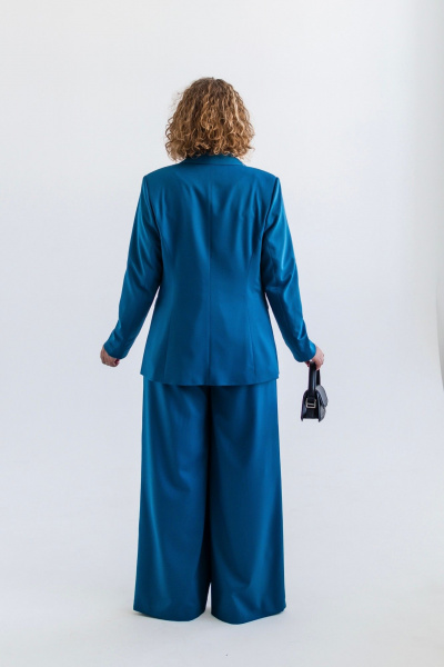 Демисезонный костюм из вискозы: брюки и жакет Ollsy 05136 морская волна - фото 12