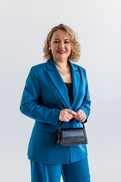 Демисезонный костюм из вискозы: брюки и жакет Ollsy 05136 морская волна - фото 11