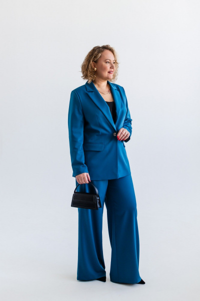 Демисезонный костюм из вискозы: брюки и жакет Ollsy 05136 морская волна - фото 8