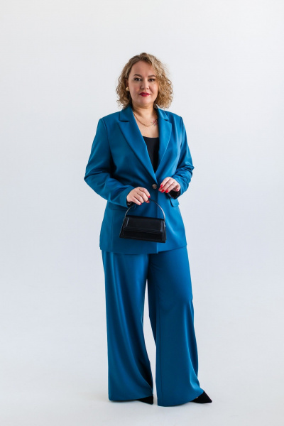 Демисезонный костюм из вискозы: брюки и жакет Ollsy 05136 морская волна - фото 7