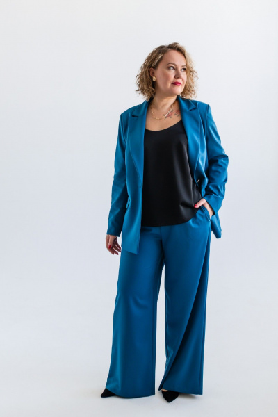Демисезонный костюм из вискозы: брюки и жакет Ollsy 05136 морская волна - фото 3