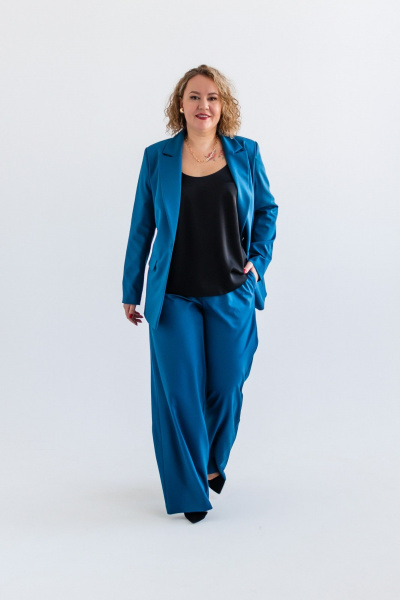 Демисезонный костюм из вискозы: брюки и жакет Ollsy 05136 морская волна - фото 2