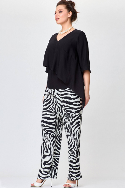 Легкая вискозная блуза с жатым эффектом SOVA 11217 черный - фото 7