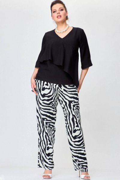 Легкая вискозная блуза с жатым эффектом SOVA 11217 черный - фото 6