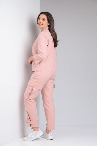 Костюм женский розовый из текстиля и хлопка с карманами VIA-Mod 625 - фото 1