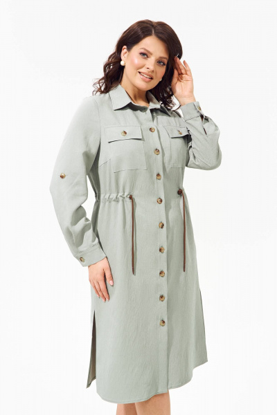 Платье IVA 1377 хаки - фото 2