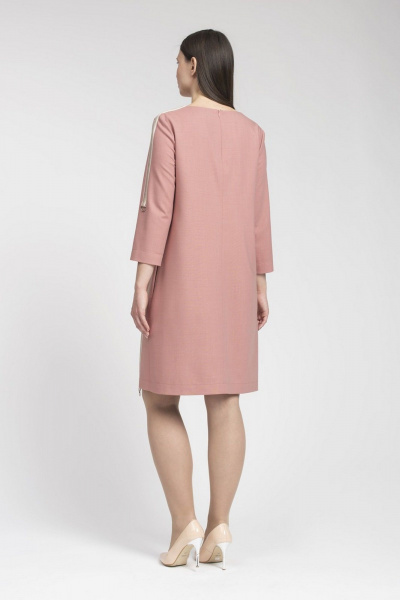Платье классического кроя с накладными лентами и карманами FASHION CENTRE Пш-3395 пепельная роза - фото 4