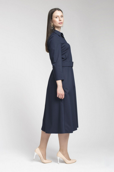 Платье отрезное по талии из вискозы с поясом и рукавом 3/4 FASHION CENTRE Пв-3348 синий - фото 3