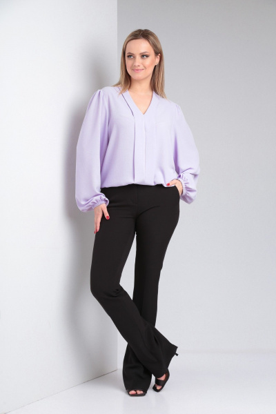 Блуза свободного кроя из вискозы с длинным рукавом и сборкой Modema м.546/2 - фото 7