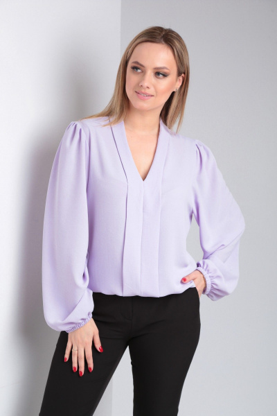 Блуза свободного кроя из вискозы с длинным рукавом и сборкой Modema м.546/2 - фото 2