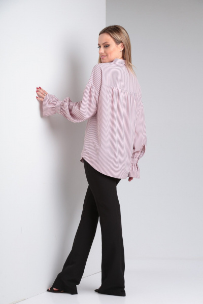 Рубашка свободного кроя из ткани с пуговицами и сборкой по низу Modema м.551/2 - фото 8