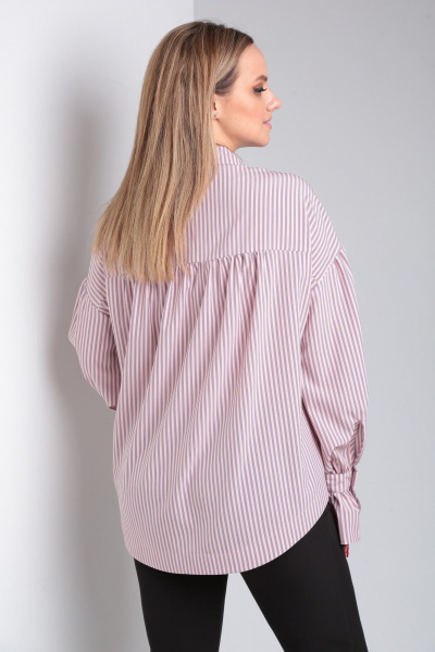 Рубашка свободного кроя из ткани с пуговицами и сборкой по низу Modema м.551/2 - фото 3