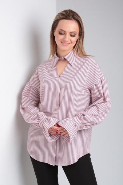 Рубашка свободного кроя из ткани с пуговицами и сборкой по низу Modema м.551/2 - фото 2