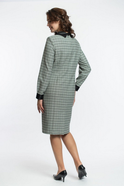 Платье прилегающего силуэта с карманами и контрастным воротником FASHION CENTRE Пв-3593 серо-белый - фото 4