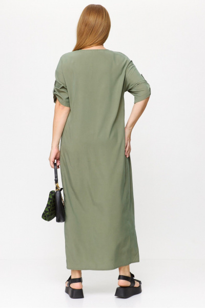 Платье в стиле бохо из натуральной вискозы с асимметричным дизайном Michel chic 2094/3 шалфей - фото 6