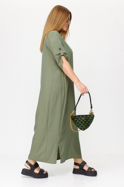 Платье в стиле бохо из натуральной вискозы с асимметричным дизайном Michel chic 2094/3 шалфей - фото 5