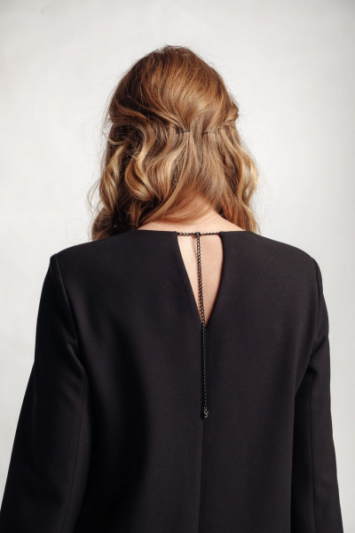 Платье классического кроя на подкладке из текстиля с шлицей FASHION CENTRE Пв-3284 черный - фото 6