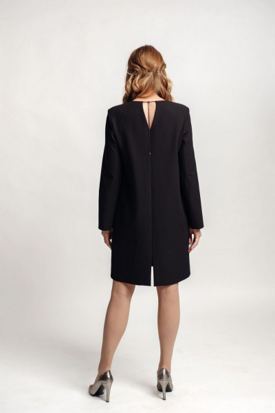 Платье классического кроя на подкладке из текстиля с шлицей FASHION CENTRE Пв-3284 черный - фото 5