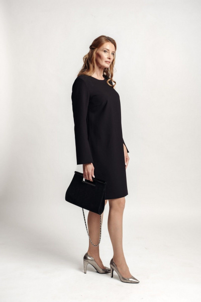 Платье классического кроя на подкладке из текстиля с шлицей FASHION CENTRE Пв-3284 черный - фото 4