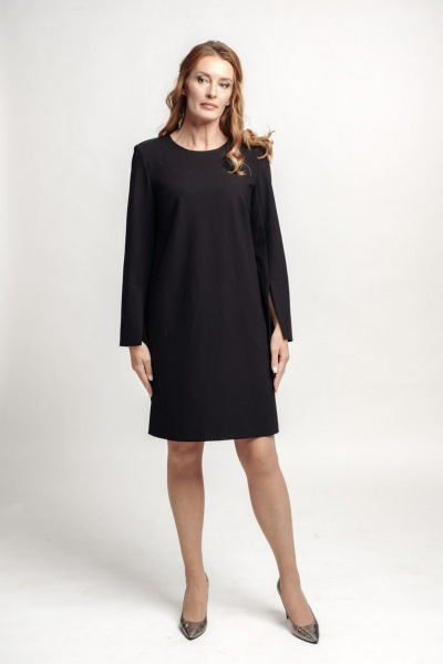 Платье классического кроя на подкладке из текстиля с шлицей FASHION CENTRE Пв-3284 черный - фото 2