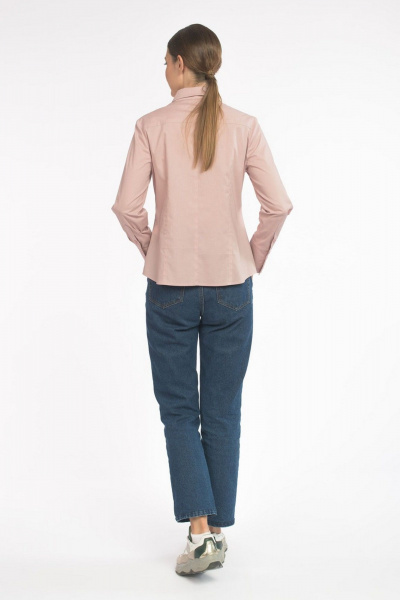Блуза делового стиля из хлопка с коротким рукавом и рельефами FASHION CENTRE Х-3541 пудровый - фото 5