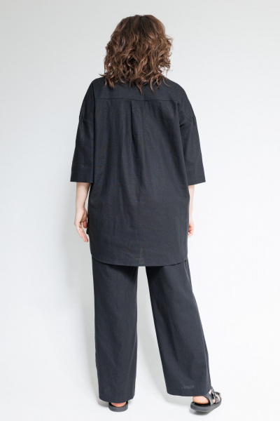 Льняной костюм Блуза и Брюки с классическим стилем OVERYOU М101-1 черный - фото 13