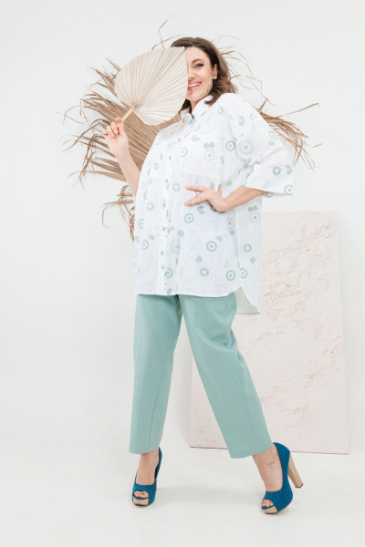 Блуза, брюки OVERYOU М102-1 мятный - фото 8