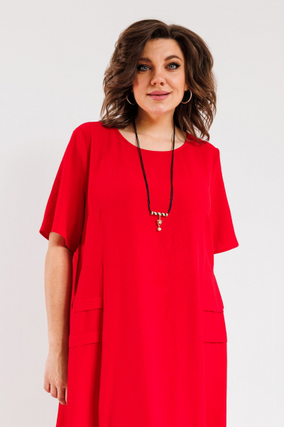 Платье OVERYOU М107-2 красный - фото 12