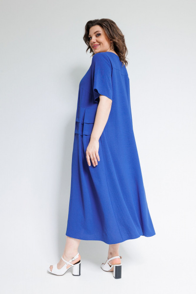Легкое бохо платье Миди с коротким рукавом и складками OVERYOU М107 василек - фото 9