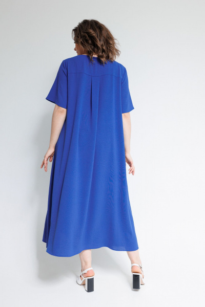 Легкое бохо платье Миди с коротким рукавом и складками OVERYOU М107 василек - фото 8