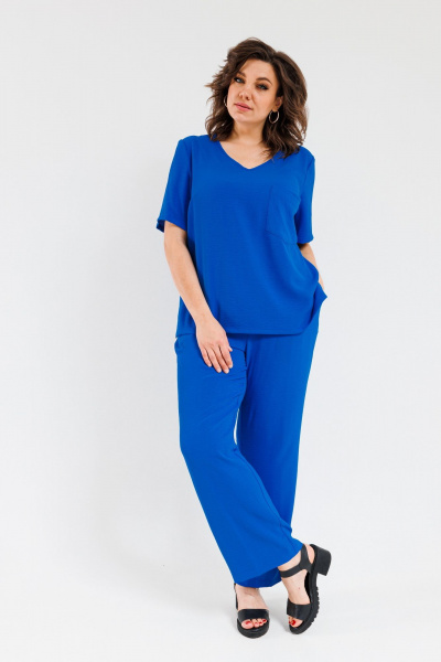 Костюм Брюки и Топ свободного кроя для летних образов OVERYOU М111/2 василек - фото 1
