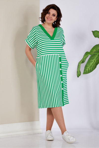 Летнее платье прямого силуэта с карманами и в полоску AVA fashion М-034 - фото 4