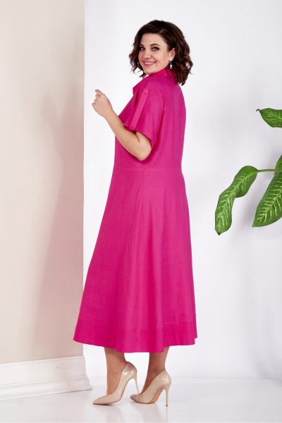 Льняное платье с полусолнцем и пуговицами на линию талии AVA fashion М-048 - фото 9