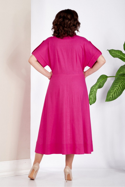 Льняное платье с полусолнцем и пуговицами на линию талии AVA fashion М-048 - фото 8