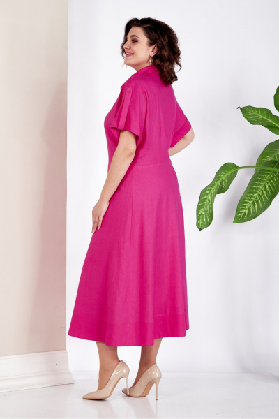 Льняное платье с полусолнцем и пуговицами на линию талии AVA fashion М-048 - фото 7